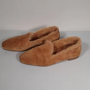 Aquatalia Rayla fur lined suede slip on loafers 9.5