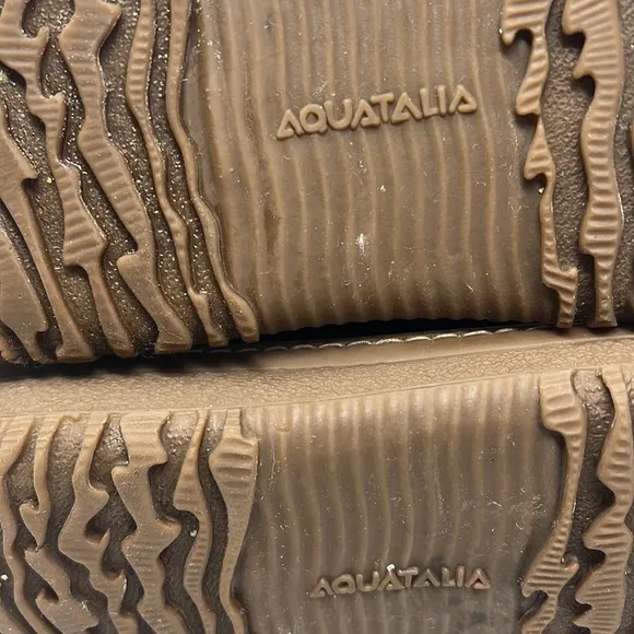 Aquatalia Sz 8 Avery Brown Patent Leather Nylon Quilted Warm Tall Winter Boots