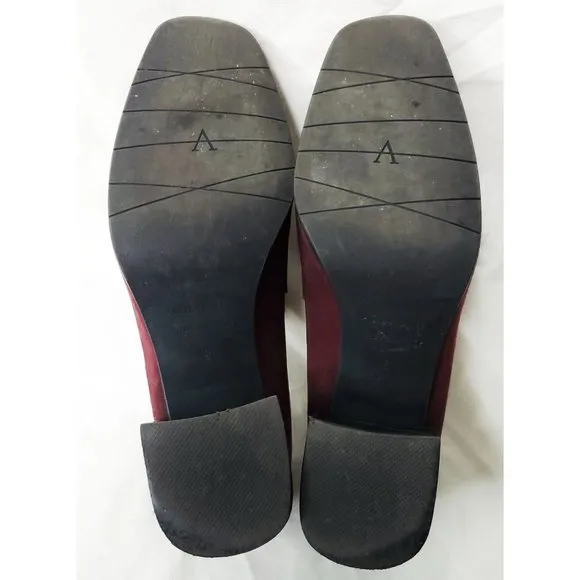 Aquatalia Womens Carmeline Maroon Heeled Suede Leather Loafers 8