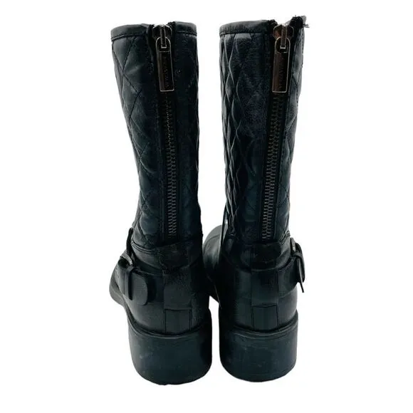 Aquatalia Gray Quilted Leather combat Moto Boots