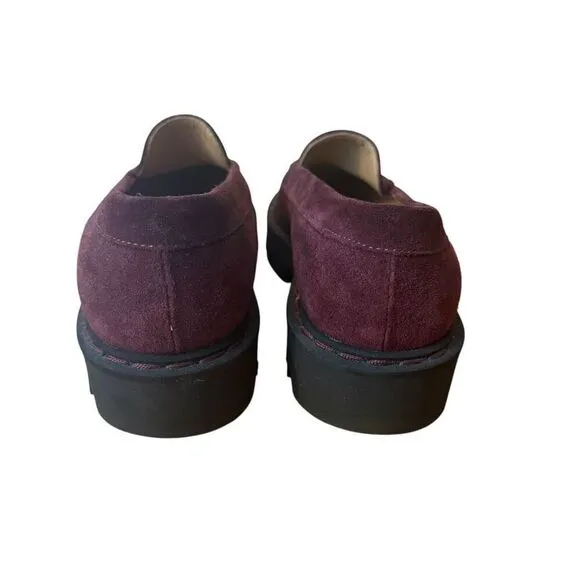 Aquatalia Hayley Water Resistant Suede Platform Lug Sole Loafers Size 8