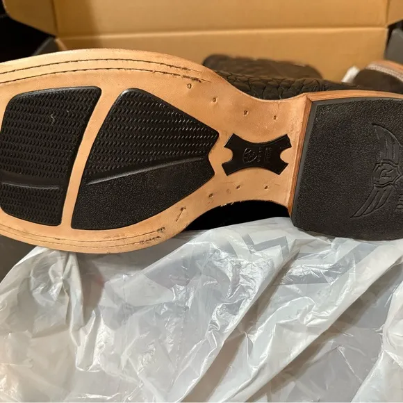 Ariat Black &amp; Brown Boots with Quilted Design and Caiman belly BRAND NEW IN BOX