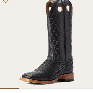 Ariat Black &amp; Brown Boots with Quilted Design and Caiman belly BRAND NEW IN BOX