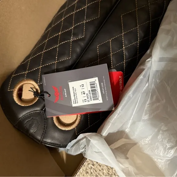 Ariat Black &amp; Brown Boots with Quilted Design and Caiman belly BRAND NEW IN BOX
