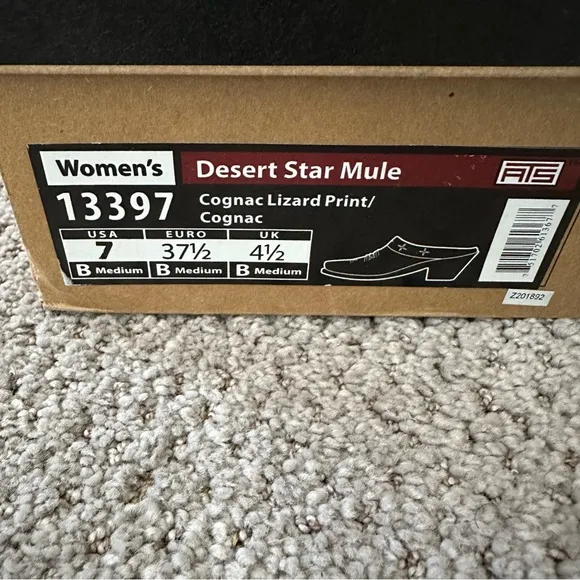 Ariat Desert Star Lizard Cognac Brown Leather Mules Size 7