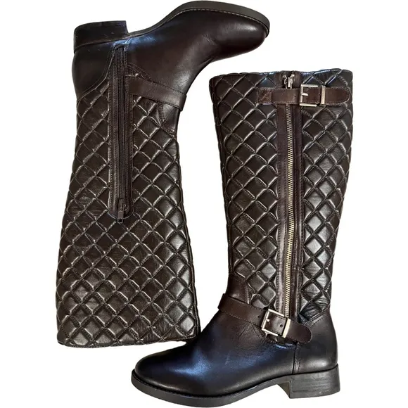 ARTURO CHIANG Quilted Riding Boots Brown