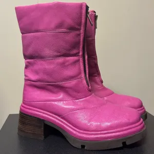 A.S.98 Edwin Boots Fuchsia Pink Size 40 9-9.5 Leather Platform Puff Front Zip