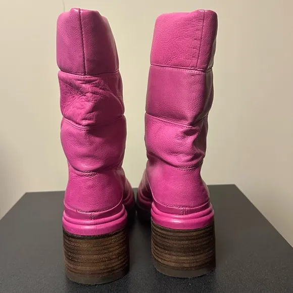 A.S.98 Edwin Boots Fuchsia Pink Size 40 9-9.5 Leather Platform Puff Front Zip