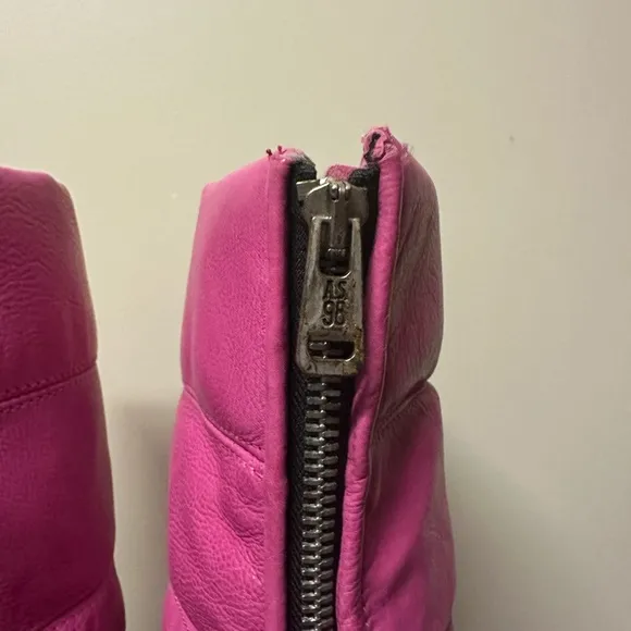 A.S.98 Edwin Boots Fuchsia Pink Size 40 9-9.5 Leather Platform Puff Front Zip