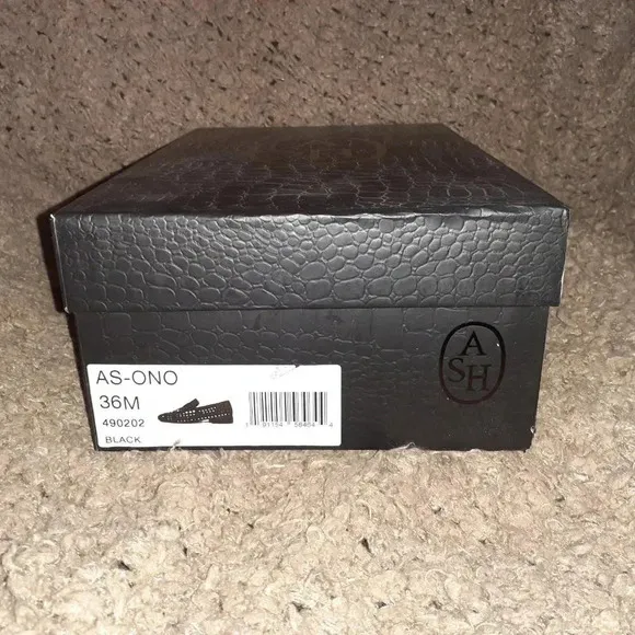 ASH-ONO-Black Leather-Silver Studded Loafers-Size 36-5.5-New In Box/Dustbag