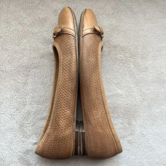 Attilio Giusti Leombruni AGL Tan Woven Leather Ballet Flat Women EU 40 US 9.5