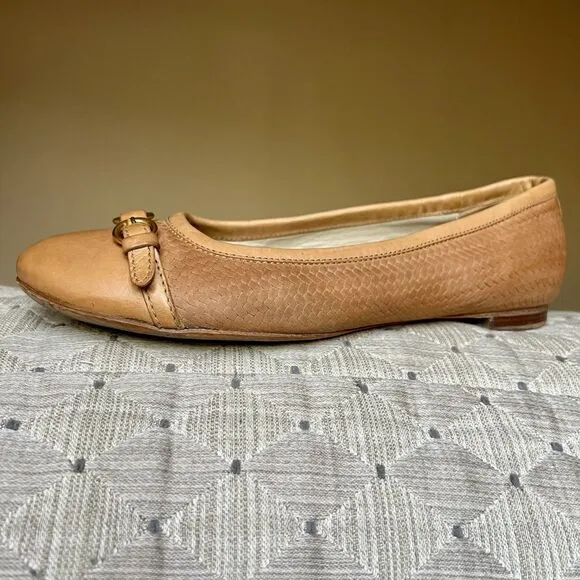 Attilio Giusti Leombruni AGL Tan Woven Leather Ballet Flat Women EU 40 US 9.5