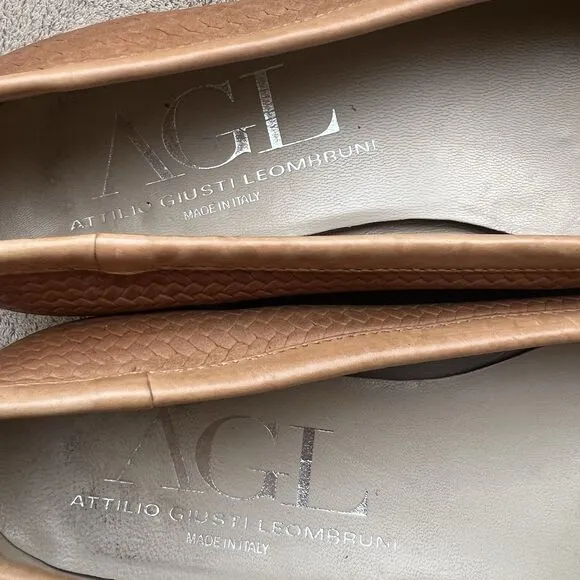 Attilio Giusti Leombruni AGL Tan Woven Leather Ballet Flat Women EU 40 US 9.5
