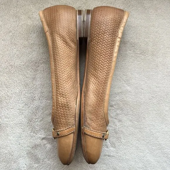 Attilio Giusti Leombruni AGL Tan Woven Leather Ballet Flat Women EU 40 US 9.5