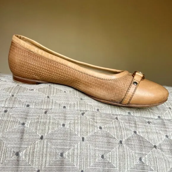 Attilio Giusti Leombruni AGL Tan Woven Leather Ballet Flat Women EU 40 US 9.5