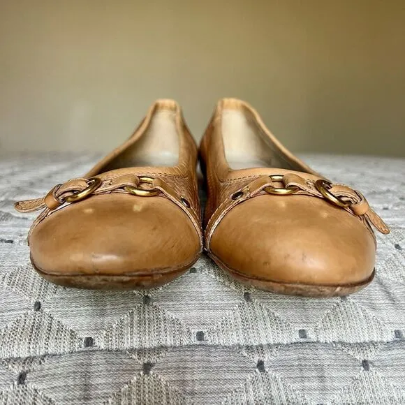 Attilio Giusti Leombruni AGL Tan Woven Leather Ballet Flat Women EU 40 US 9.5