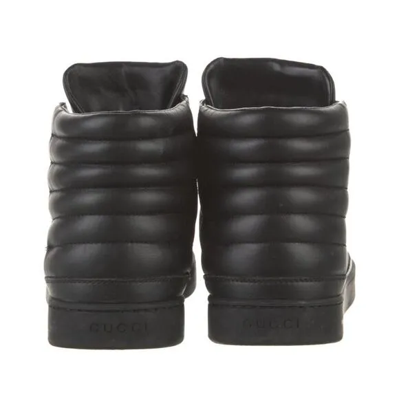Authentic GUCCI Guccisima GG Supreme Black Leather Men’s Size 8.5 Box Dust Cover