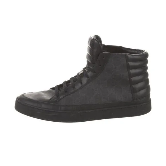 Authentic GUCCI Guccisima GG Supreme Black Leather Men’s Size 8.5 Box Dust Cover