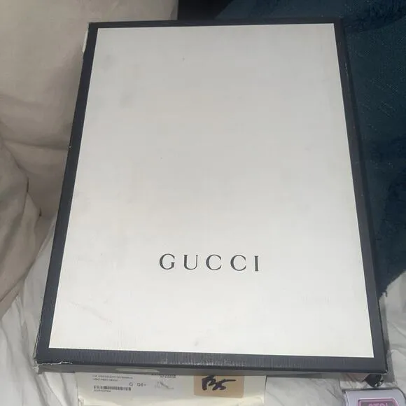 Authentic GUCCI Guccisima GG Supreme Black Leather Men’s Size 8.5 Box Dust Cover
