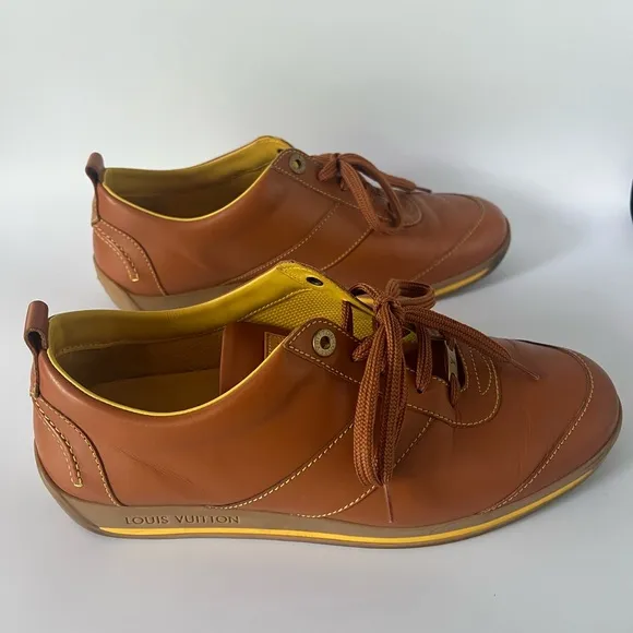Authentic Louis Vuitton Mens Brown Sneakers SZ 8  Box, Dustbag &amp; Extra Laces