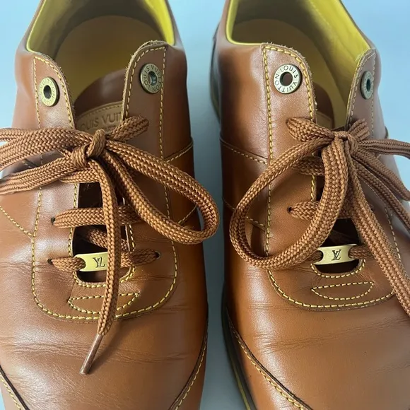 Authentic Louis Vuitton Mens Brown Sneakers SZ 8  Box, Dustbag &amp; Extra Laces