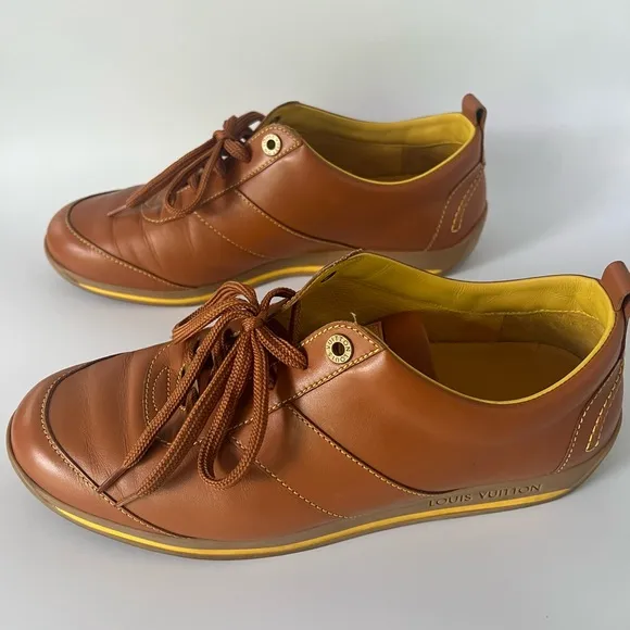 Authentic Louis Vuitton Mens Brown Sneakers SZ 8  Box, Dustbag &amp; Extra Laces