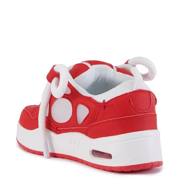 AZALEA WANG Red Vegan Leather Fashion Sneakers