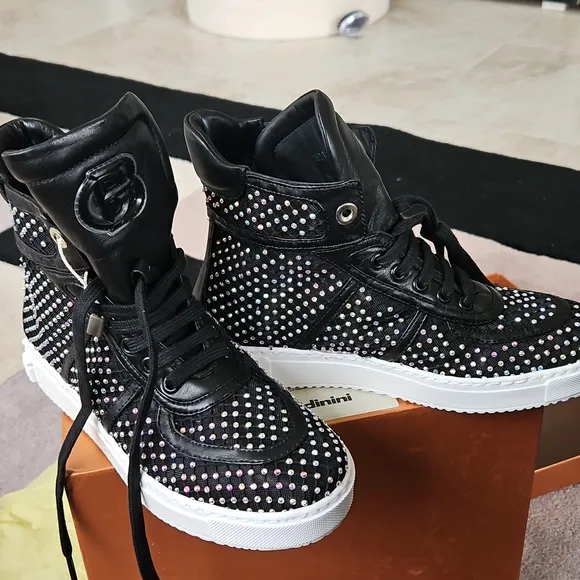 BALDININI 🇮🇹 WOMEN'S Nappa LEATHER   Brilliant FASHION SNEAKERS new 36 1/2