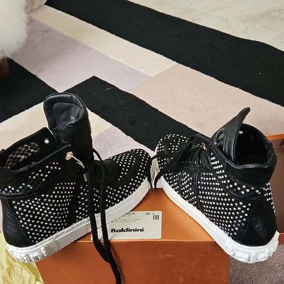 BALDININI 🇮🇹 WOMEN'S Nappa LEATHER   Brilliant FASHION SNEAKERS new 36 1/2