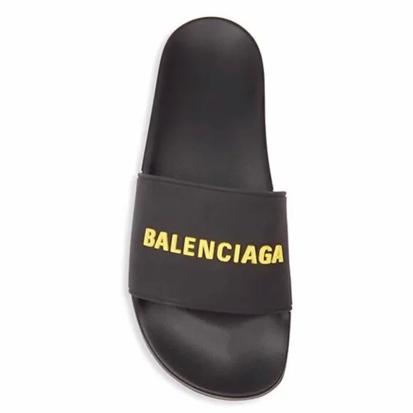 Balenciaga Mens Logo Rubber Pool Slides 42/9