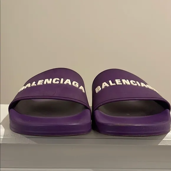 Balenciaga Rubber Graphic Purple Print Slides