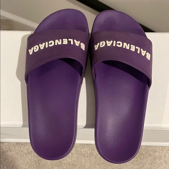 Balenciaga Rubber Graphic Purple Print Slides