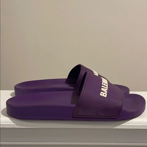 Balenciaga Rubber Graphic Purple Print Slides