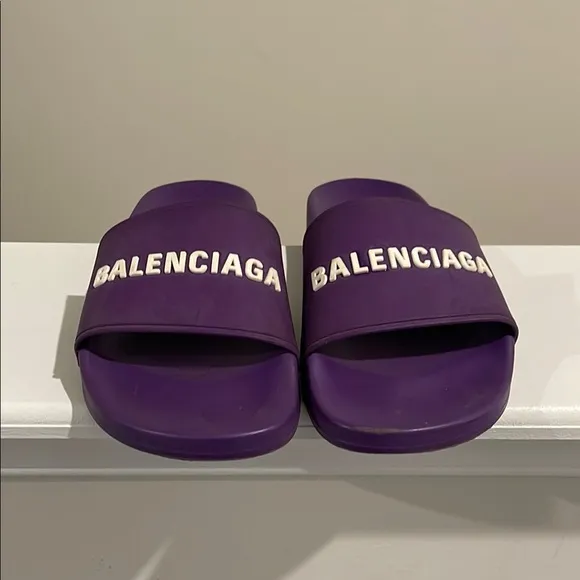 Balenciaga Rubber Graphic Purple Print Slides