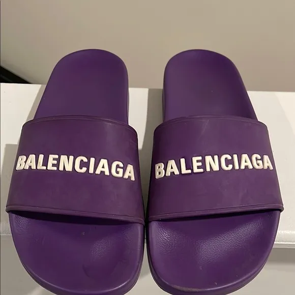 Balenciaga Rubber Graphic Purple Print Slides