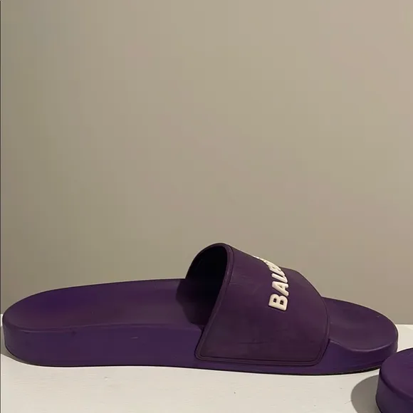 Balenciaga Rubber Graphic Purple Print Slides