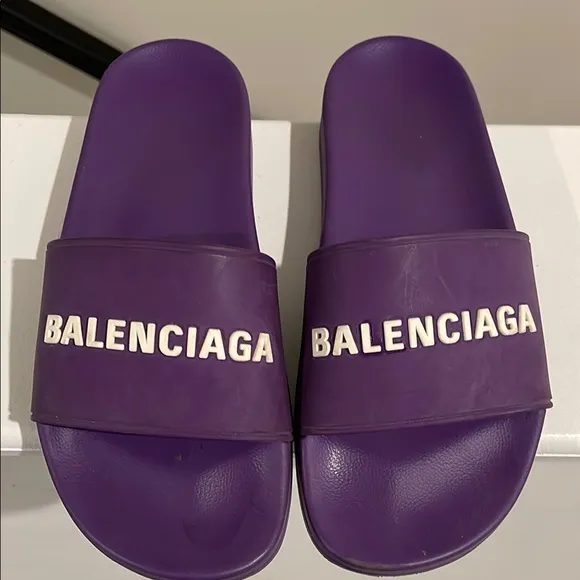 Balenciaga Rubber Graphic Purple Print Slides