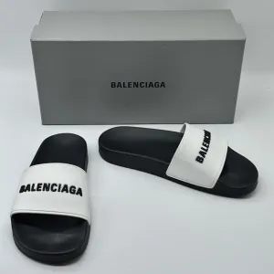 Balenciaga Women's Logo Pool Slides size 8