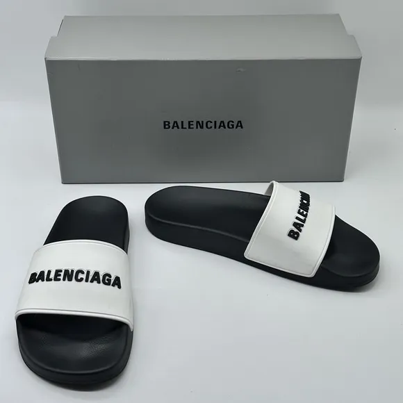 Balenciaga Women's Logo Pool Slides size 8