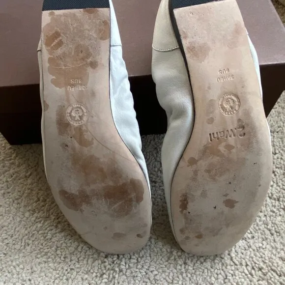 Bally Barth Ballet Flats White Size 8 Swiss Made EUC Worn Once