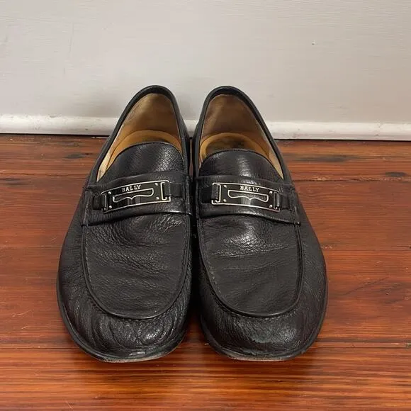 Bally buttery soft Italian leather logo buckle loafers sz 10