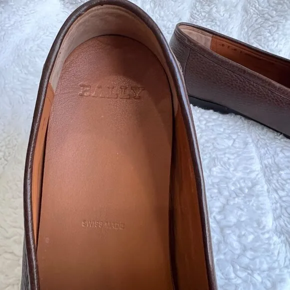 Bally Men’s Crockett leather loafers,dark brown, Size 13D