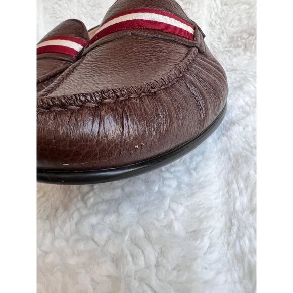 Bally Men’s Crockett leather loafers,dark brown, Size 13D