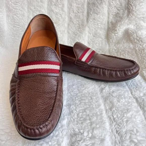 Bally Men’s Crockett leather loafers,dark brown, Size 13D