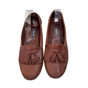 BALLY Mens Hilo Deerskin Leather Cognac Tassel Loafers Slip On Size 7 1/2 M