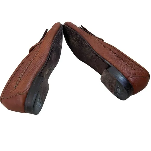 BALLY Mens Hilo Deerskin Leather Cognac Tassel Loafers Slip On Size 7 1/2 M
