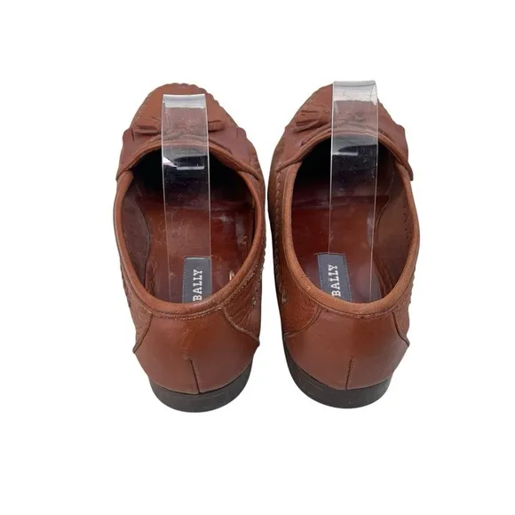 BALLY Mens Hilo Deerskin Leather Cognac Tassel Loafers Slip On Size 7 1/2 M