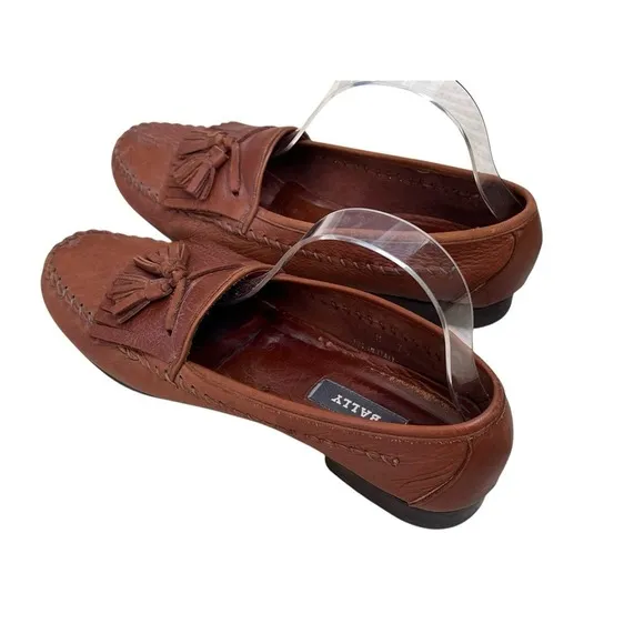 BALLY Mens Hilo Deerskin Leather Cognac Tassel Loafers Slip On Size 7 1/2 M