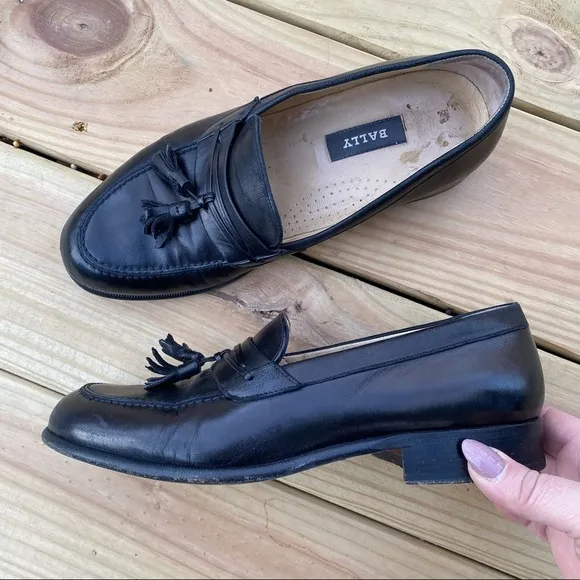 BALLY | Sarzano Black Leather Loafers 8 EEE (Wide)