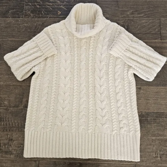 Banana Republic Cashmere Blend Cable Knit Oversized Turtleneck Sweater sz med
